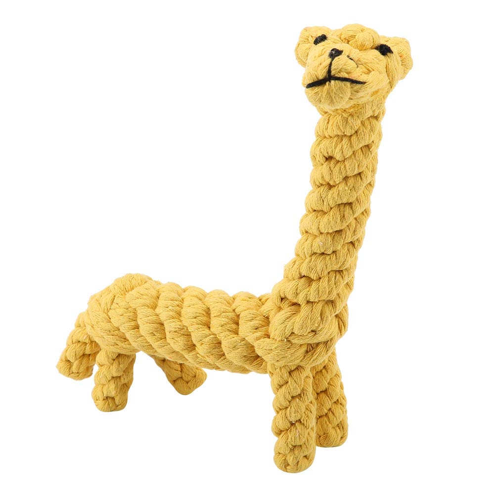 DERCLIVE Cute Dog Chew Toy Cotton Rope Bite Resistant Giraffe Design Pet Cleaning Gifts