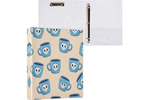 STAYTOP Cute Skull Cup Round Ring Binder Organizer,3 Ring Binder with Clipboard （A4 Letter Size ）,Cute Binder for School Offi