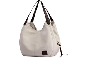 DOURR Women's Multi-pocket Shoulder Bag Fashion Cotton Canvas Handbag Tote Purse