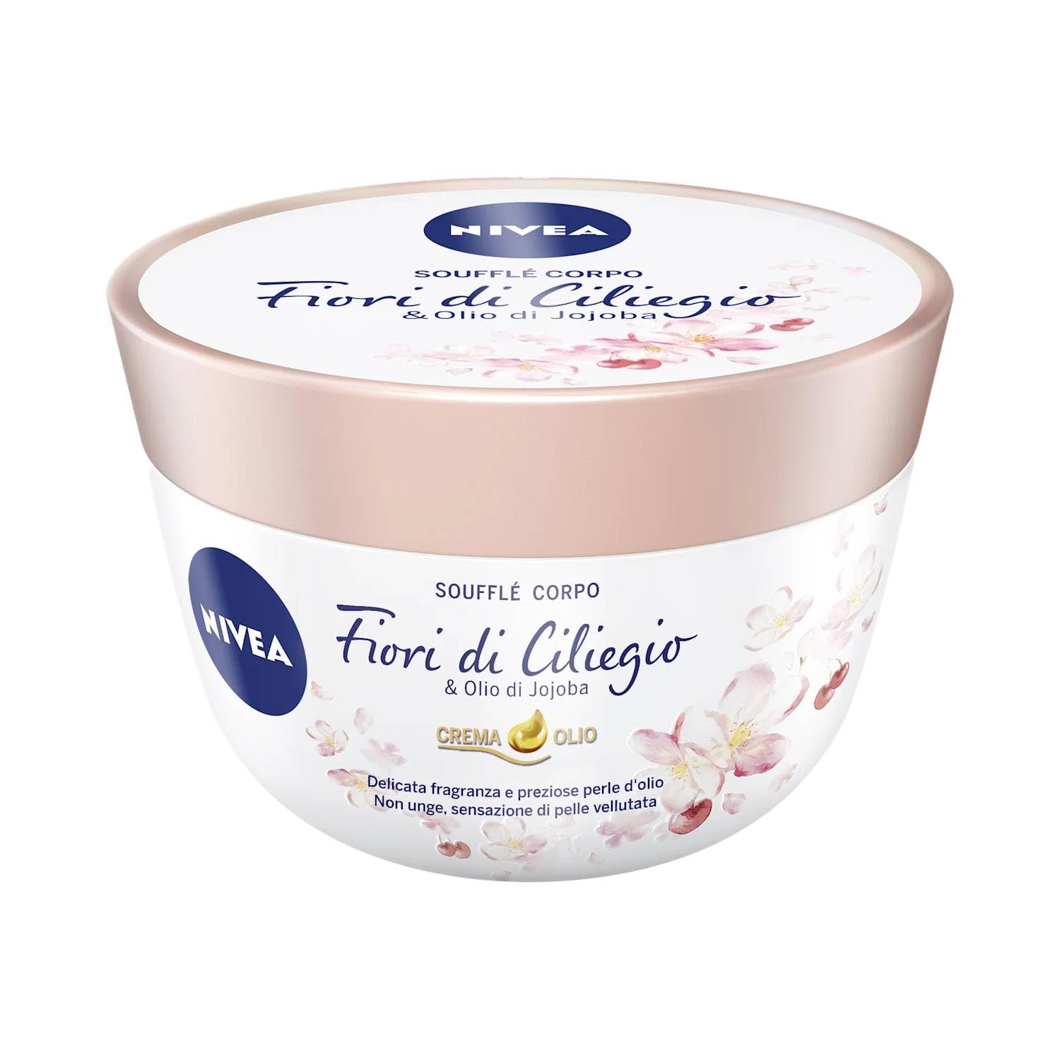 NIVEA Body Soufflé Cherry Blossom & Jojoba Oil Pack of 200ml, Replenishing Body Lotion with Cherry Blossom & Jojoba Oil, Intensive Moisturising Cream