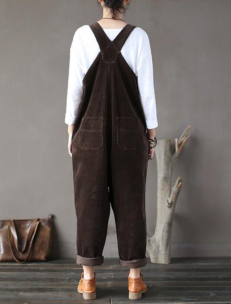 Vogstyle Donna Salopette Larghe Vintage di Velluto a Coste lencicol  Abbigliamento Moda