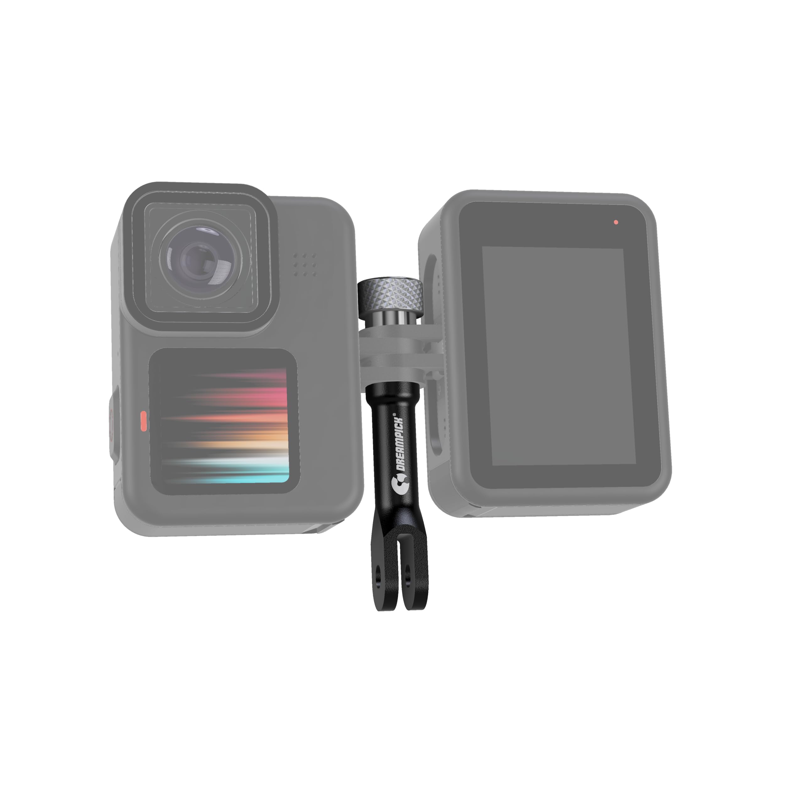 Dreampick VIX Vertical Mount Aluminum 90° Degree for Two Gopro Hero 12-11-10-9-8-7-6-5-4, for Insta 360, for DJI Osmo Action Camera Dual Vertical Accessory for Flash and Accessories