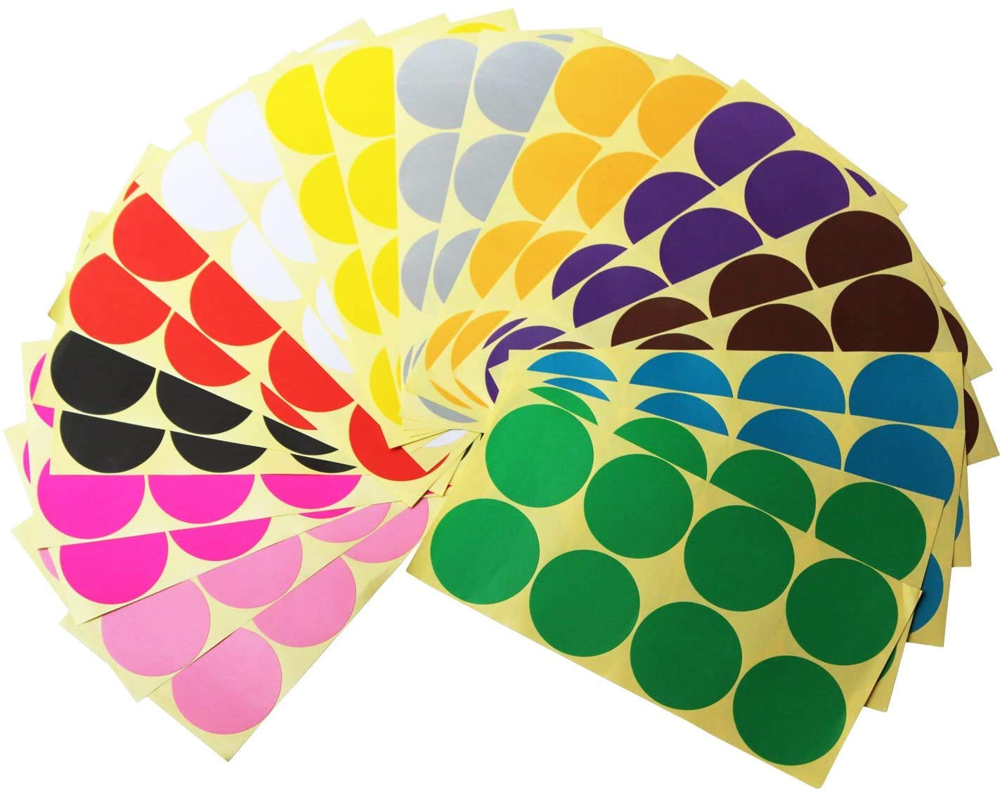 Coloured Stickers, 50mm Coding Sticky Dots - 16 Colors/Sheet, 120 Pieces Dot Marking Labels