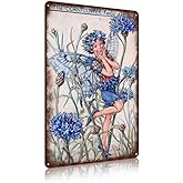 Flower Fairy Wall Decor Vintage Metal Tin Signs Fairy Garden Accessories - The Cornflower