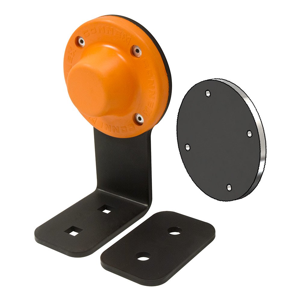 MAG-MATE D3X1BKT Magnetic Door Holder/Stop with Bracket, Door Stopper with Magnets, Holds Doors Open, 2.75" H x 3.5" W x 3.5" L, 27 lbs. Holding Capacity, Orange/Black