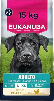 , alimento seco para Perros con Pollo Fresco para Razas Grandes - Alimento seco Premium para Perros Adultos, 15 kg
