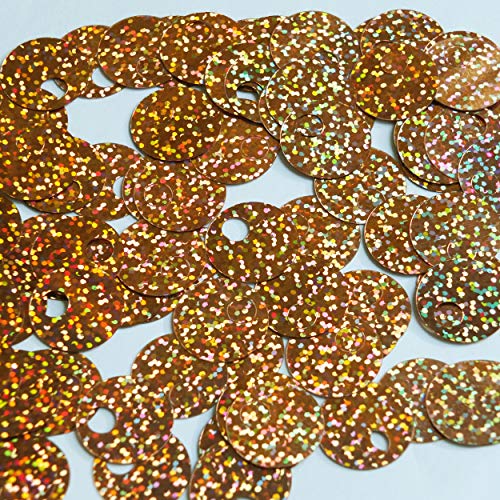 Large Hole Round Sequin 20mm Copper Hologram Glitter Sparkle. Couture Paillettes. Made in USA