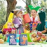 Bolsa de Dulces de Dinosaurio，KATOOM，24pcs，Bolsa de Regalo de Papel，Pegatina Dinosaurio Decoración de Día Carnaval, las Fallas,Cumpleaños para Niños,Baby Shower, Pasteles de Almacenamiento Pasteles