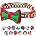 Blueberry Pet 4 Patterns Christmas Charm Breezy Trees Adjustable Dog Collar with Detachable Bow Tie, Medium, Neck 14.5