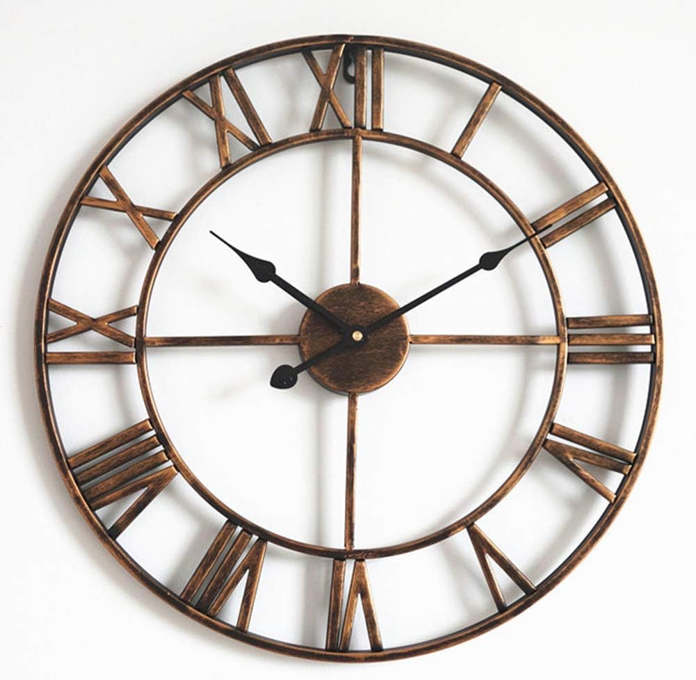 October Elf Silent Vintage Roman Numerals Wall Clock Non Ticking Metal