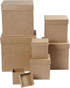 Cajas cuadradas con tapa, 7ud : Amazon.es: Hogar y cocina