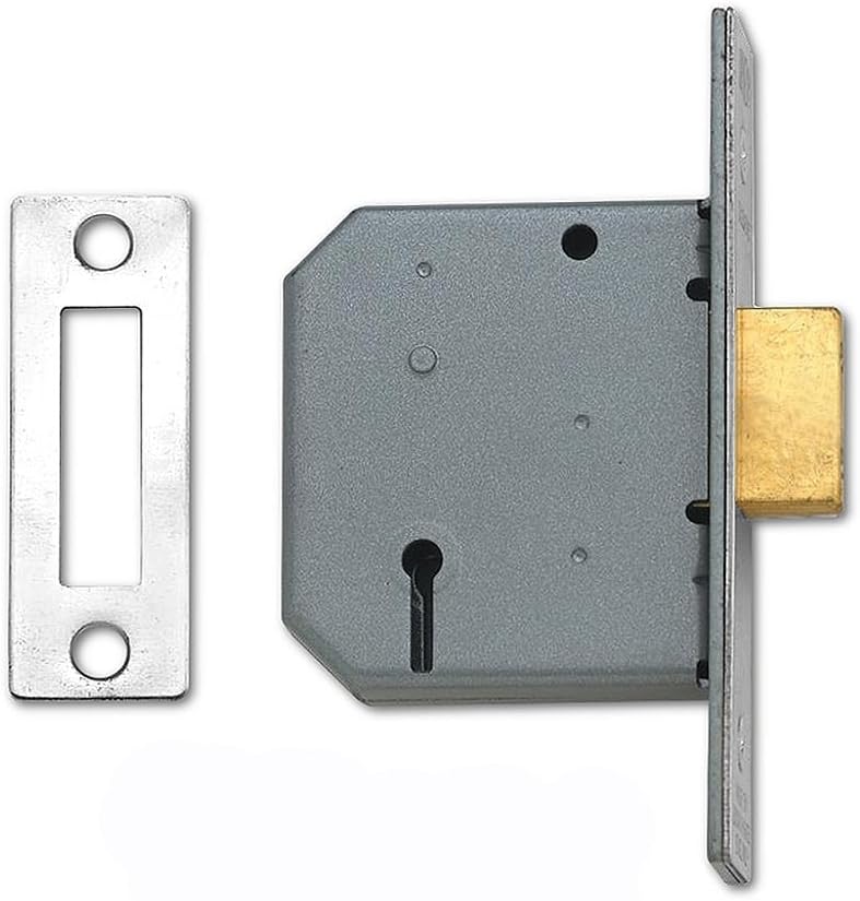 Union Locks 2177 3 Lever Mortice Deadlock 65mm - Satin Chrome (Boxed), Multi