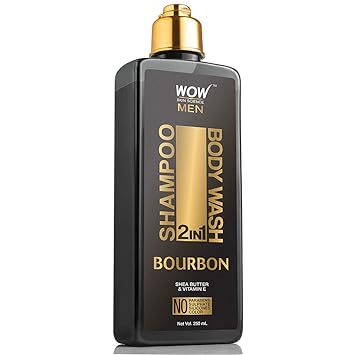 WOW Skin Science Bourbon 2-In-1 Shampoo + Body Wash - No Parabens, Sulphate, Silicones & Color, 250 ml