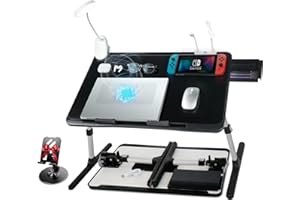iXTRA Laptop Lap Desk Include Cooling Fan,Adjustable Lap Desk with Light Fan,Folding Laptop Desk for Bed with USB,Bed Desk with Storage Drawer 60 * 40cm,Black