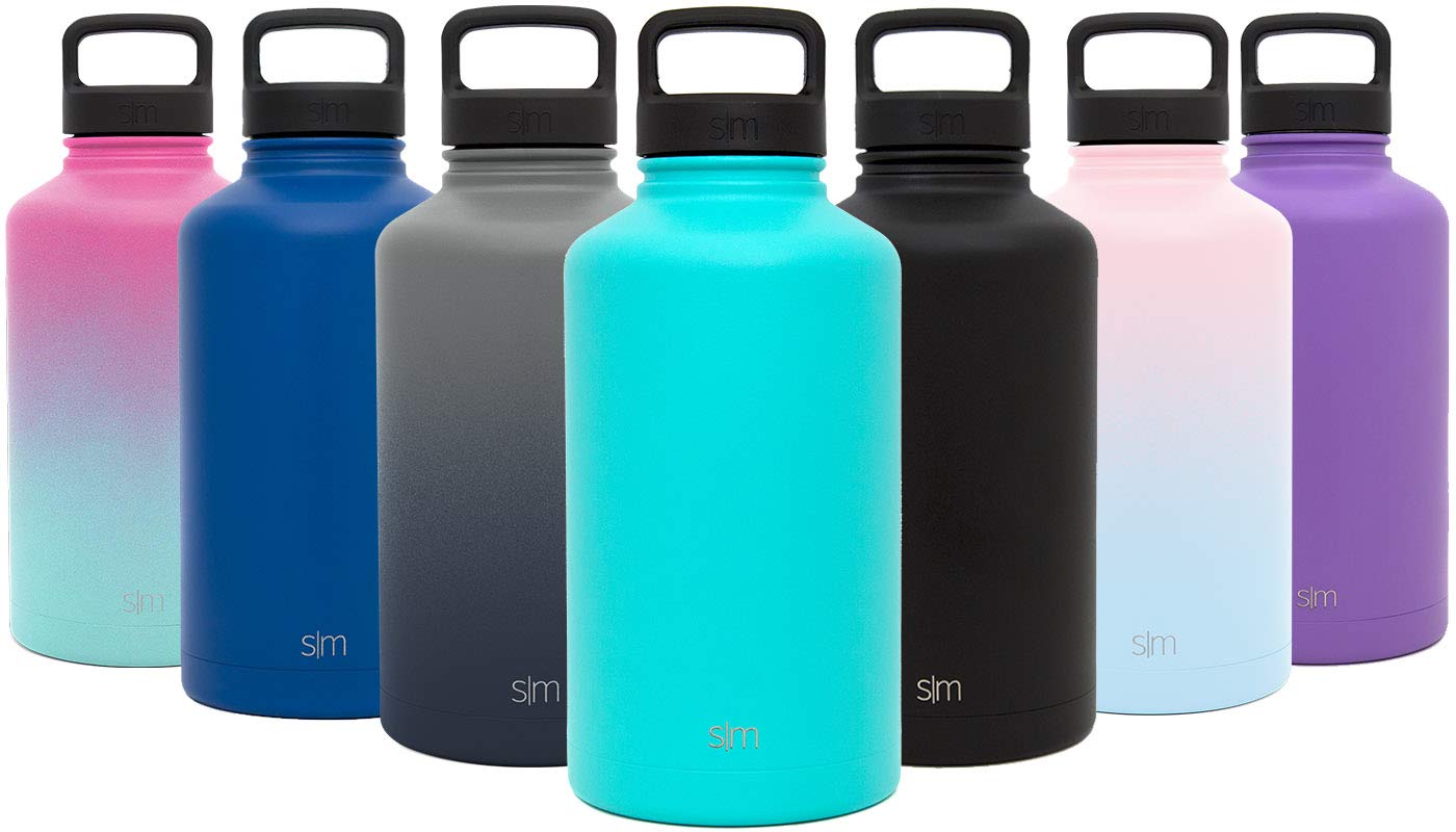 Simple Modern 40oz, 64oz, 84oz Summit Water Bottle + Extra Lid - Wide Mouth Vacuum Insulated 18/8 Stainless Steel Powder Coated