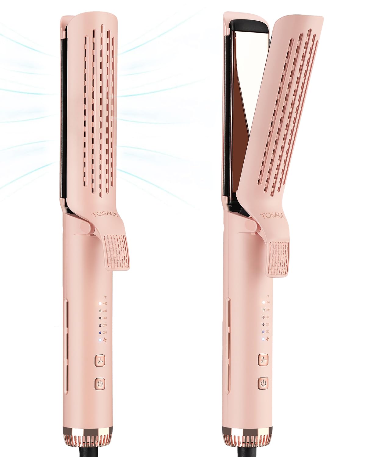 Photo 1 of TOSAGE 360°Airflow Styler, 1 1/2 inch Curling Wand & Hair Straightener 2 in 1 with Ionic Cool Air to Lock in Style, Titanium Flat Iron Curler in One with Dual Voltage