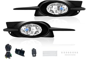 BOXLIGHT Driving Fog Lights Lamps Replacement for 2009-2011 Honda Civic 2dr Pair Front Bumper Driving Fog Lamps with Halogen Bulbs & Switch and Wiring Kit (Clear Lens)