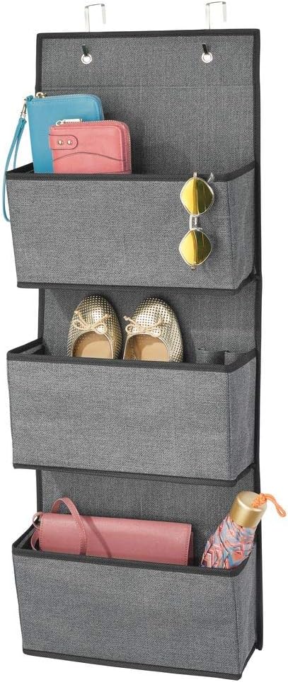 gris oscuro y negro Organizadores de armarios con 3 bolsillos Percheros