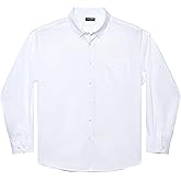 Double Pump Big and Tall Dress Shirts for Men Long Sleeve Business Casual Solid Button Down Shirts from XXL(T) to 6XL(T)