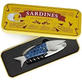 Balvi Sardines Corkscrew and Bottle Opener with Blue Tin Box &ndash; Durable Metal Design, Easy-to-Use Wine and Beer Opener, Ideal for Home Bars and Parties &ndash; Sacacorchos Sardinas
