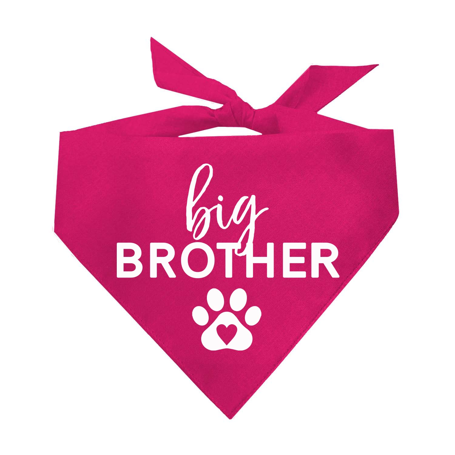 Big Brother Heart Paw Dog Bandana | 100% Cotton Adjustable Triangle | Made in USA | New Baby | Pregnancy Announcement Photoshoot Prop | Gender Reveal | Hot Pink One Size (87)
