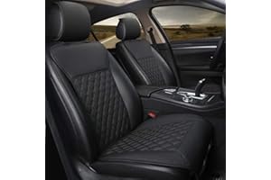 Black Panther 1 Pair Luxury Car Seat Covers Protectors, Universal Anti-Slip Driver Seat Cover with Partial Backrest Coverage (Middle Part Only), Diamond Pattern, Compatible with 95% Cars (Black)