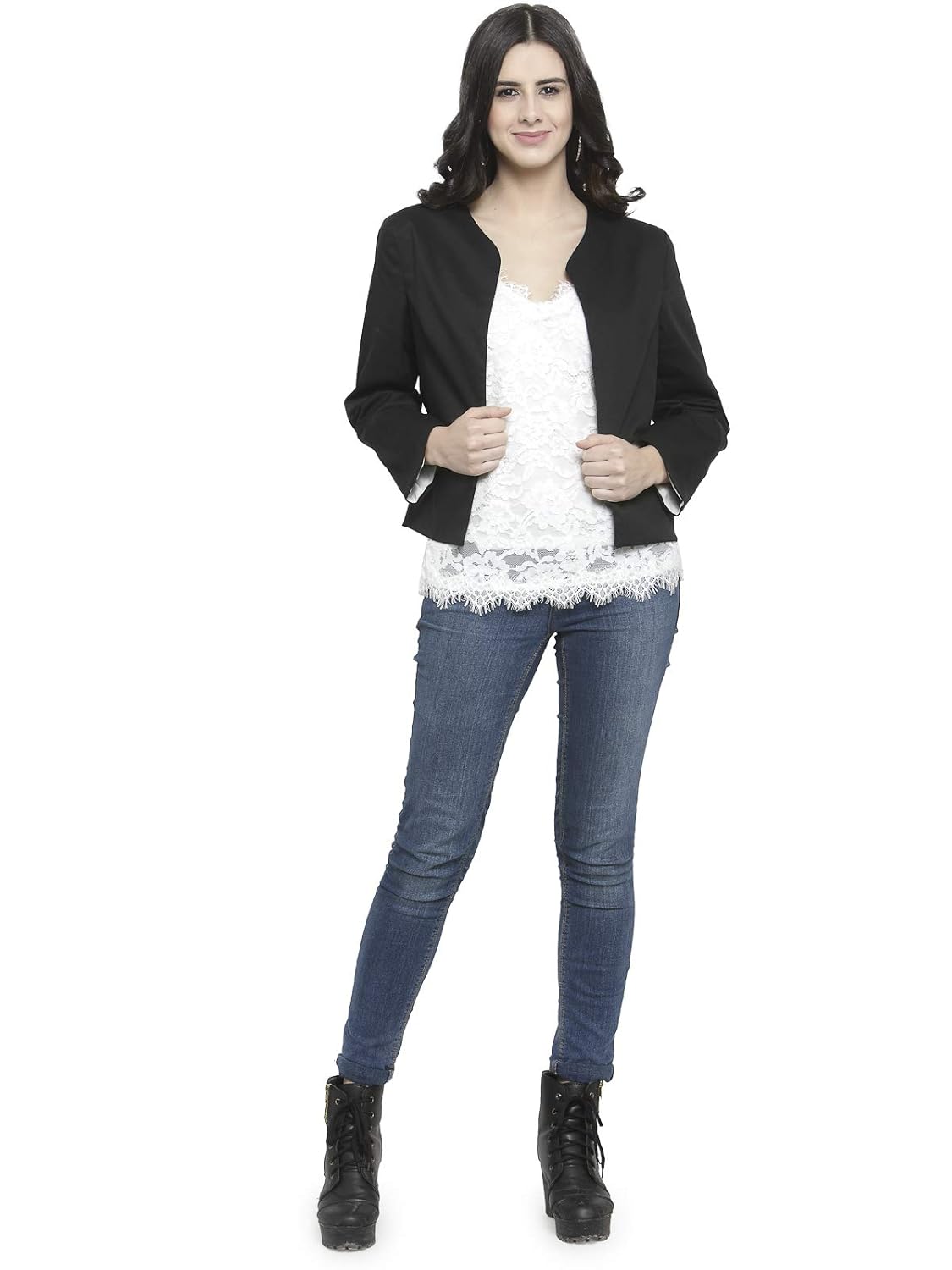 purplicious black formal front open blazer