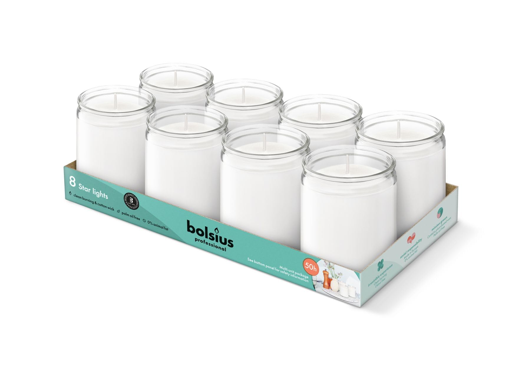 Bolsius 103422531800 Starlight Jar Candle, Clear (Pack of 8)