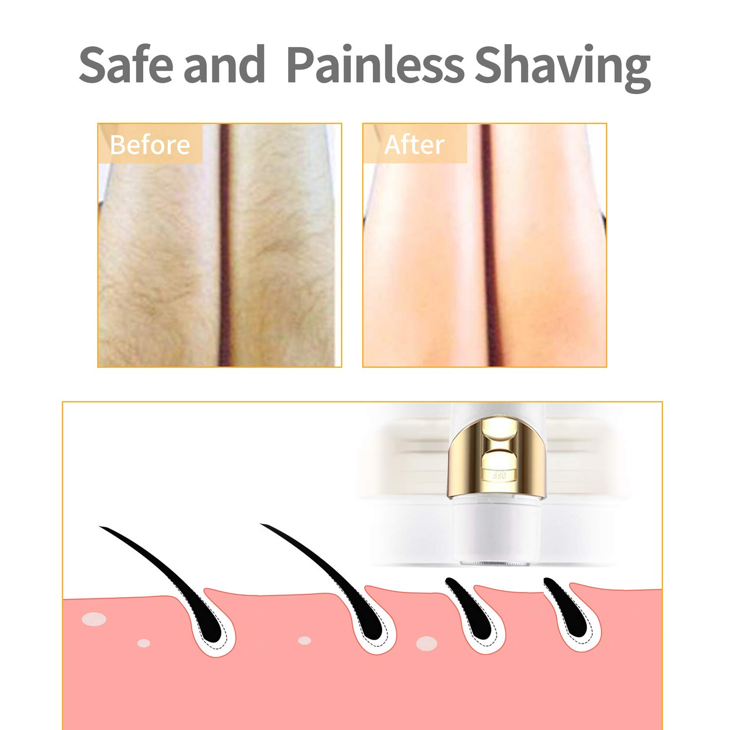 Facial Hair Removal for Women Hair Remover, 5 in 1 Painless Facial Body Shaver, Eyebrow Razors Epilator, Nose Bikini Hair Trimmer with USB Charging