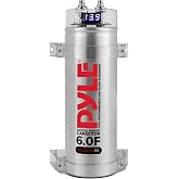 Pyle 6.0 Farad Digital Power Capacitor - High-Performance Car Audio Accessory with Blue Digital Display Voltage Readout Over Voltage Protection Mounting Hardware DC 12-24V