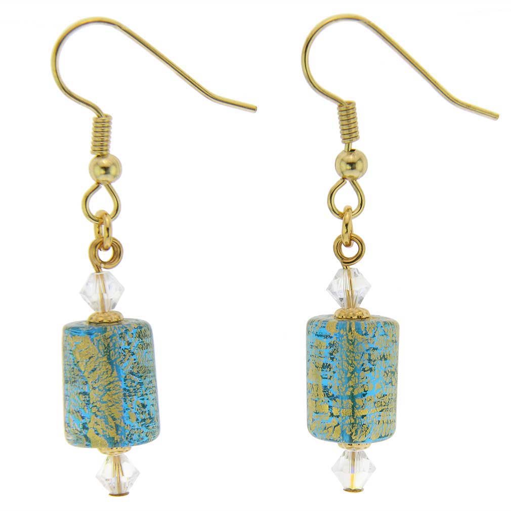Glass Of Venice Murano Glass Ca D'Oro Barrel Earrings - Aqua