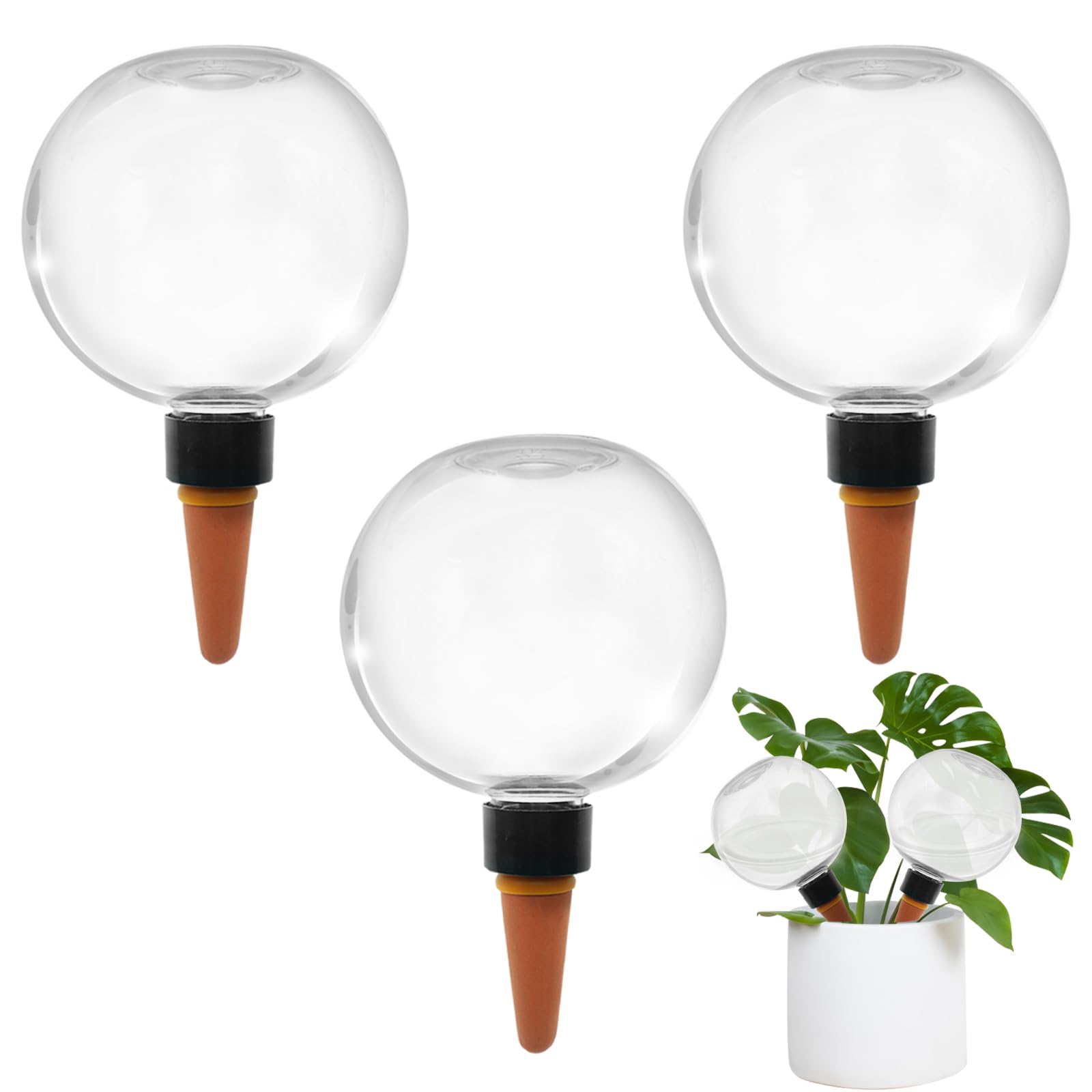 Photo 1 of 3 Pcs Self Watering Globes for Indoor Plants Automatic Watering Planter Insert 17.5 oz Watering Bulbs with Slow Release Control Water Dripper for Plants