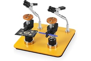 NOEVSBIG Helping Hands Clamp Metal, Adjustable Third Hand Soldering Holder Stand For Electronics, Hobby DIY, Craft, Jewelry, PCB Repair Solder Aid Station (Yellowblack, small)