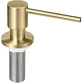 EADOT Brushed Gold All Brass Sink Soap Dispenser for Kitchen Sink Deck Mounted with 17 OZ Above The Sink Refillable PET Bottle Brass Pump Head in Counter Dish Soap Dispenser