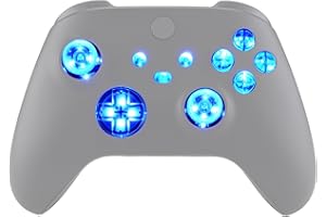 eXtremeRate Multi-Colors Luminated D-pad Thumbsticks Start Back Sync ABXY Buttons for Xbox Series X/S Controller, Transparent Clear 7 Colors 9 Modes DTF V2 LED Kit for Xbox Core Controller Model 1914