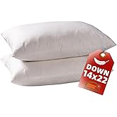 MIJIMO 14x22 Down Feather Pillow Inserts Set of 2, 100% Organic Cotton Bedding Throw Pillow Inserts Firm Large Lumbar Pillows in Bed Decorative Pillows for Couch