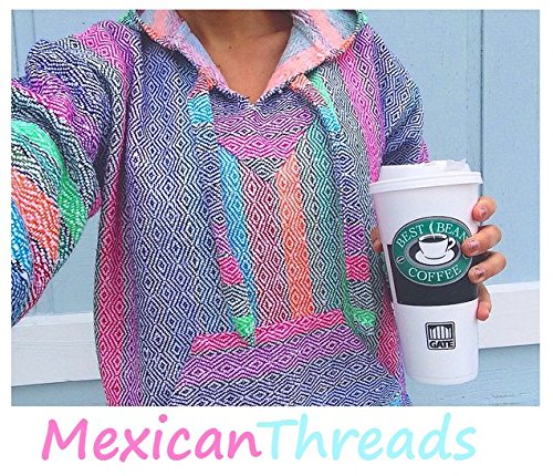 Mexican Threads Baja Poncho Drug Rug Hoodie Unisex Multi Medium