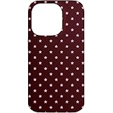 Mocha Cherry Star Polka Dot Minimalist Retro Pattern Case for iPhone 14 Pro