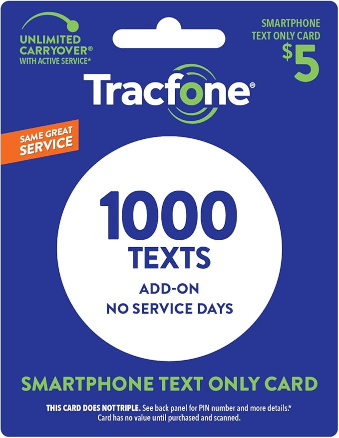 tracfone 1000 tarjeta de mensaje de texto Pin Refill, sólo