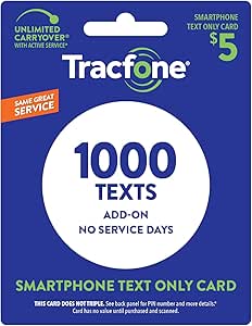 TracFone Text Only Plan - 1,000 Add-On Text Only - No Minutes/Data Included (Physical Card Shipped)
