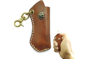 Gucaibu Brown Cowhide Brass Buckle Lighter Leather Cover;Lighter Holder:Suitable for Bic J6 lighters;Outdoor Lighter Leather case;Lighter holderlig;Lighter Leather Bag
