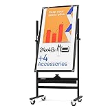 Rolling Dry Erase Board 24 x 48 - Large Portable