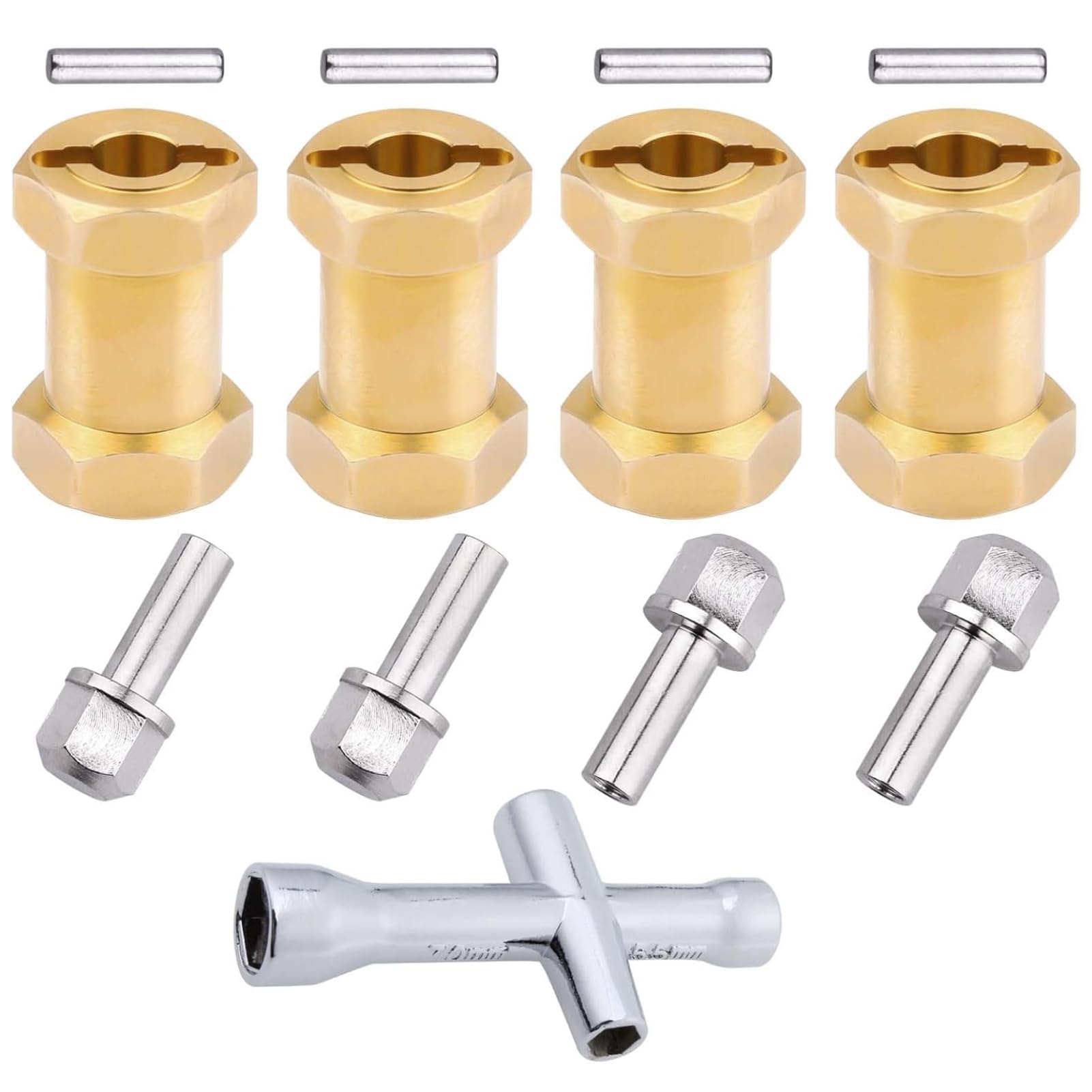 Photo 1 of HobbyPark RC Brass Spacers 12mm Wheel Hex Hubs Extenders for 1/10 RC Crawler Axial SCX10 Wheels Extension Hex Drive Adapter (20mm)