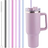 Joshey 12 Inch Tritan Replacement Straws for Stanley 40oz Tumbler - 6 Pack Reusable Long Straws with Cleaning Brush, Fits 30oz & 40oz Stanley Cup Accessories, BPA-Free (6 Colors)