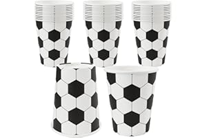 EaciTown Soccer Themed Party Cups 9OZ Paper Soccer Ball Pattern Drinking Cups Soccer Birthday Party Favors Soccer Baby Shower Supplies (30), Standard