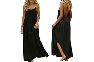 TYRKE Backless Cami Dress for Women Sleeveless Long Lounge & House Dresses,Open Back Casual Loose Summer Maxi Sundress