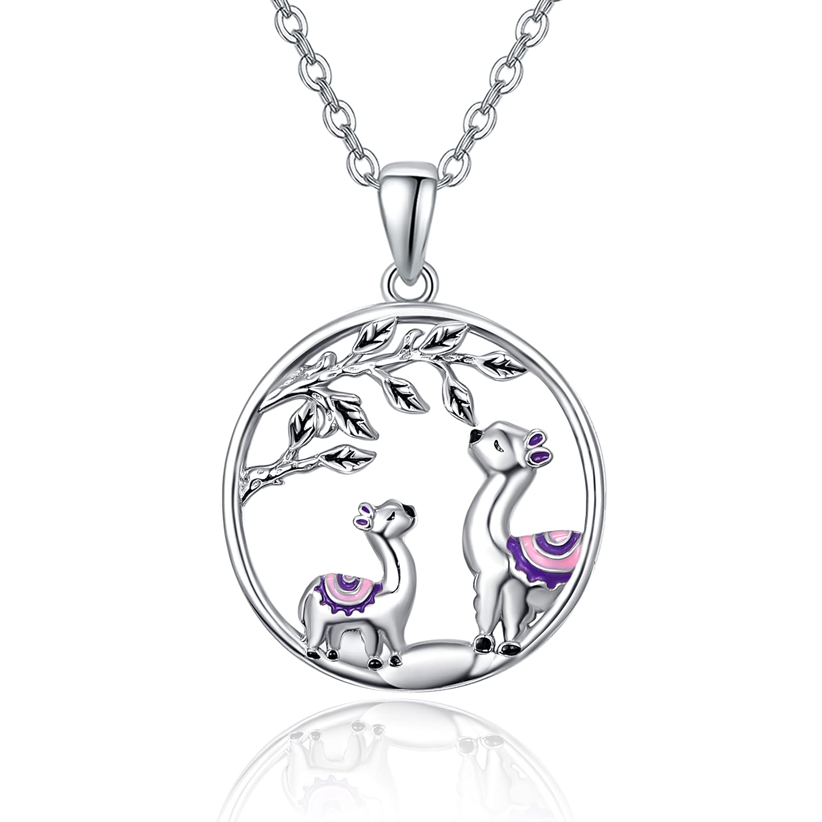 TANGPOET Llama Necklace Alpaca Necklace 925 Sterling SilverTree of Life Pendant Birthday Gifts for Girls Women Mother Daughter