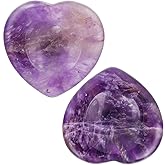 rockcloud Pack of 2 Amethyst Crystal Thumb Worry Stone for Anxiety, Healing Crystal Pocket Palm Stone, Heart Shape