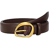 SUOSDEY Women Leather Belt for Jeans Pants, Fashion Dress Waist Belt with Gold Buckle