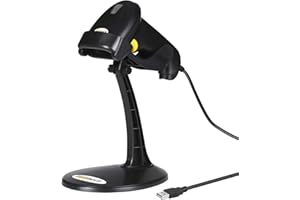 WoneNice Hands-Free USB Barcode Scanner with Stand for Retail, POS System, Countertop Checkout, Warehouse, Library - Plug & Play Compatible with PC/Mac/Windows/Linux, Back to School Scanner (Black)